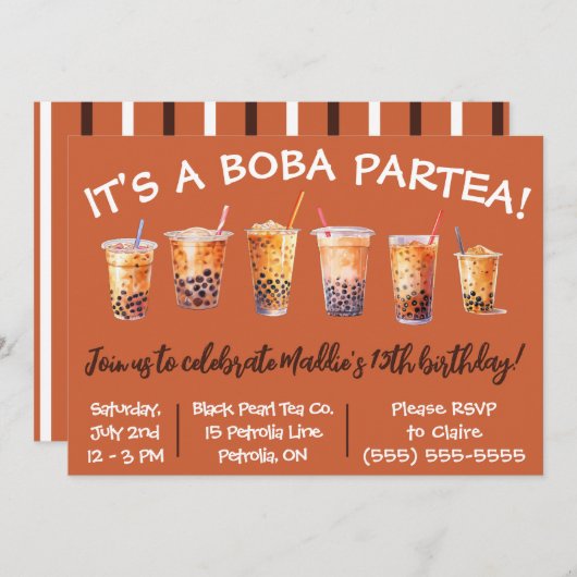 Het is een Boba Partea! Kinderen verjaardagsfeestj Kaart (Voorkant / Achterkant)
