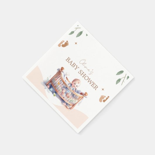 Het is een Boho Bassinet baby shower Servet (Hoek)