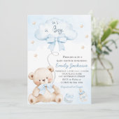 Het is een Boho Blue schattig teddybeer baby showe Kaart (Staand voorkant)