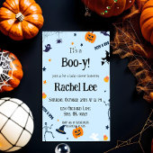 Het is een Boo-y lichtblauwe Halloween Baby Jongen Kaart