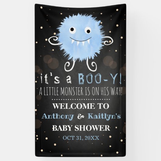 Het is een Boo-y! Little Monster Halloween Baby sh Spandoek (Verticaal)