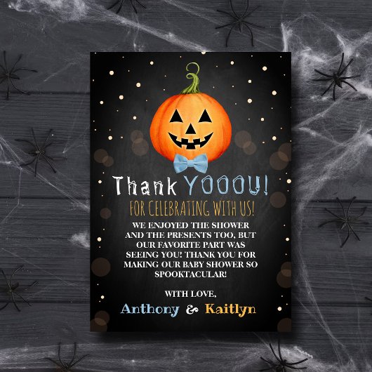 Het is een Boo-y! Little Pumpkin Halloween Baby sh Bedankkaart