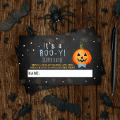 Het is een Boo-y! Little Pumpkin Halloween Baby sh Informatiekaartje