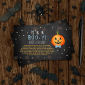 Het is een Boo-y! Little Pumpkin Halloween Baby sh Informatiekaartje