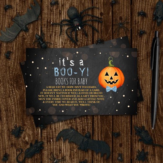 Het is een Boo-y! Little Pumpkin Halloween Baby sh Informatiekaartje