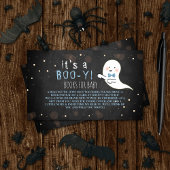 Het is een Boo-y! Little Spirit Halloween Baby sho Informatiekaartje