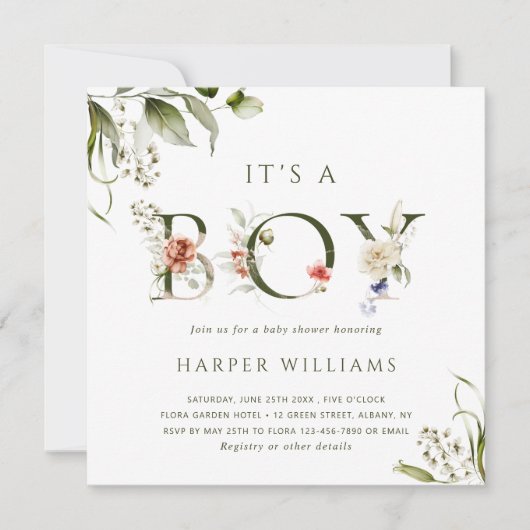 Het is een Botanisch Baby shower van de Botanische Kaart (Voorkant)