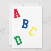Het is een Boy ABC thema uitnodiging (Achterkant)