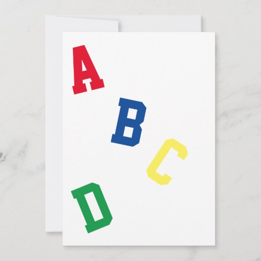 Het is een Boy ABC thema uitnodiging (Achterkant)