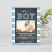 Het is een Boy Afbeelding Baby shower Invitation Kaart (Staand voorkant)