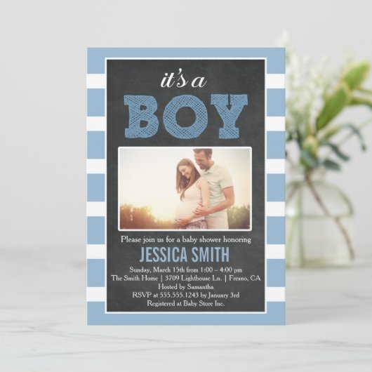 Het is een Boy Afbeelding Baby shower Invitation Kaart (Staand voorkant)