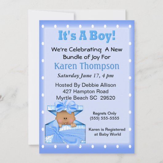 Het is een Boy African American Baby shower Kaart (Voorkant)