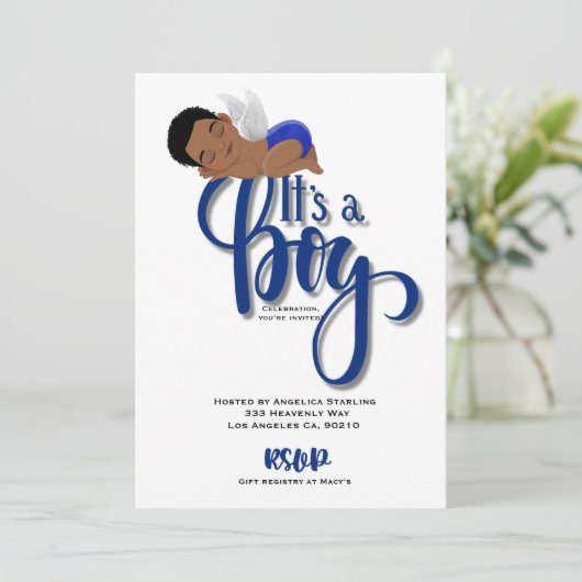 Het is een 'boy Announcement'-kaart Aankondiging (Staand voorkant)