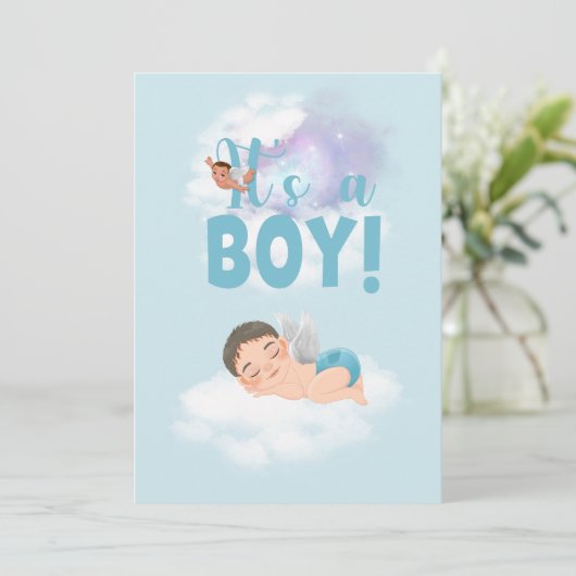 Het is een 'boy baby Announcement Card' Aankondiging (Staand voorkant)