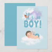 Het is een 'boy baby Announcement Card' Aankondiging (Voorkant / Achterkant)
