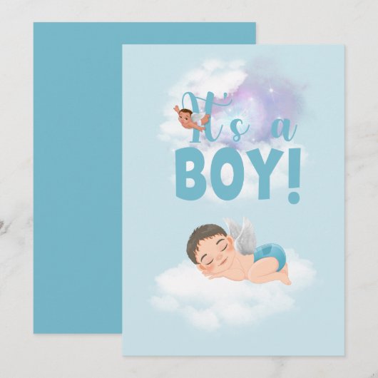 Het is een 'boy baby Announcement Card' Aankondiging (Voorkant / Achterkant)