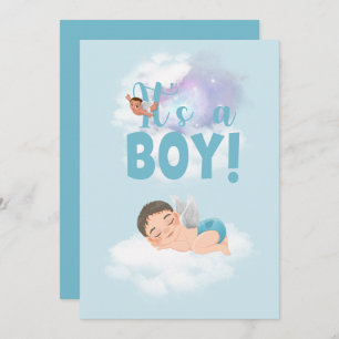Het is een 'boy baby Announcement Card' Aankondiging