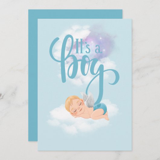 Het is een 'boy baby Announcement Card' Aankondiging (Voorkant / Achterkant)