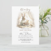 Het is een Boy Baby Bunny en Mom Baby shower Kaart (Staand voorkant)