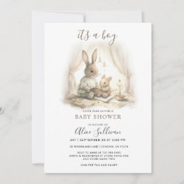 Het is een Boy Baby Bunny en Mom Baby shower Kaart