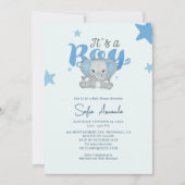 Het is een Boy Baby Elephant Baby shower Kaart (Voorkant)