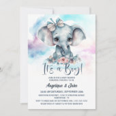 Het is een Boy Baby Elephant Boy Baby shower Kaart (Voorkant)