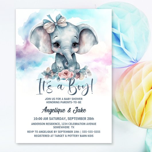 Het is een Boy Baby Elephant Boy Baby shower Kaart