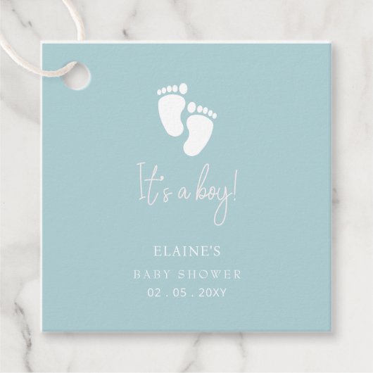 Het is een Boy Baby Feet Blue Boy Baby shower Bedankjes Labels (Voorkant)