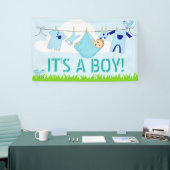 HET IS EEN BOY! (BABY IN CLOTHESLINE) Banner 3' x (Beurs)