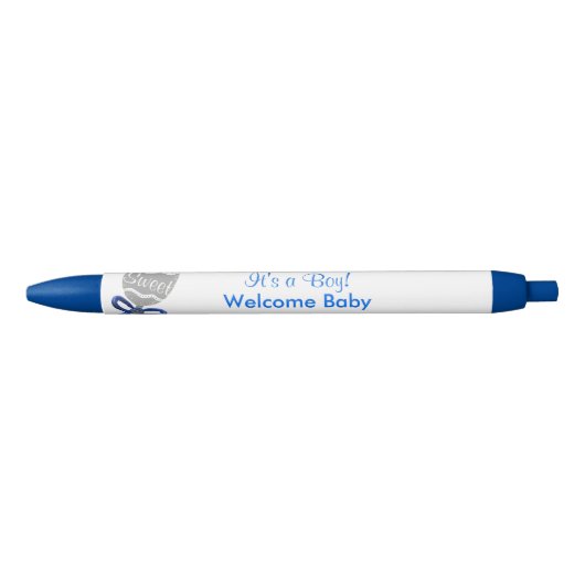 Het is een Boy Baby Rattle Blue Bow Star aankondig Blauwe Inkt Pen (Voorkant)