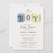 Het is een Boy Baby shower Blocks Blue Kaart (Voorkant)