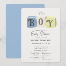 Het is een Boy Baby shower Blocks Blue