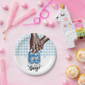 Het is een Boy Baby shower Blue Boy Shoes Papieren Bordje (Feest)