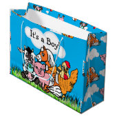 Het is een Boy, Baby shower Boerderijdieren thema Groot Cadeauzakje (Voorkant Gekanteld)