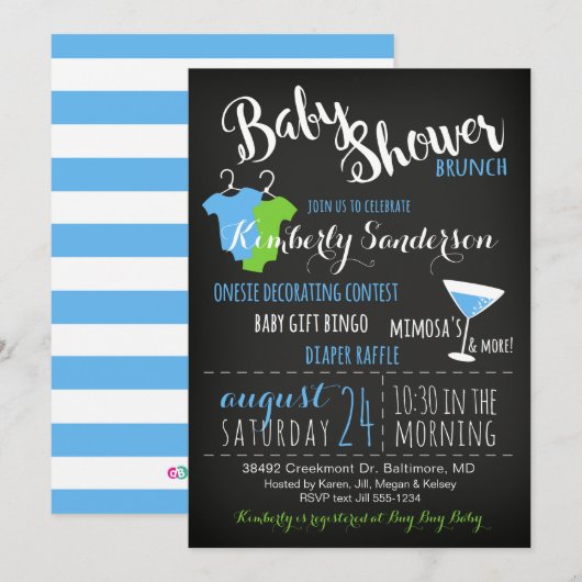 Het is een Boy Baby shower Brunch Party Invitation Kaart (Voorkant / Achterkant)