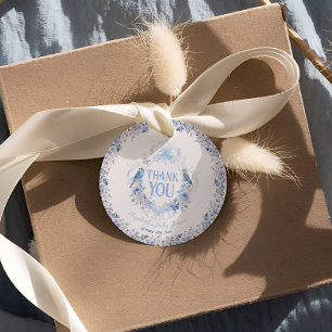 Het is een Boy Baby shower Floral Crest Bow Dank j Bedankjes Labels
