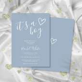 Het is een Boy Baby shower Heart Dusty Blue Minima Kaart