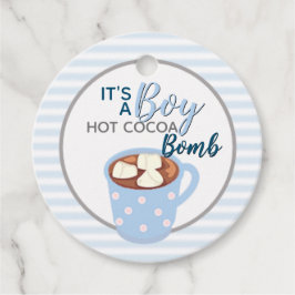 Het is een Boy Baby shower | Hete cacaobom Bedankjes Labels