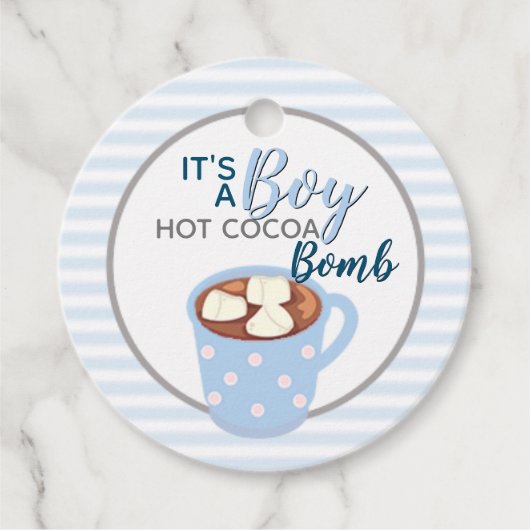 Het is een Boy Baby shower | Hete cacaobom Bedankjes Labels (Voorkant)