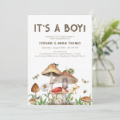 Het is een Boy Baby shower Invitation | grillige b Kaart (Staand voorkant)