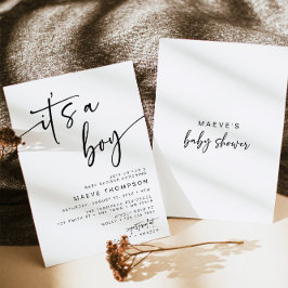 Het is een Boy Baby shower Invitation Modern Minim Kaart