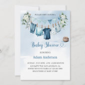 Het is een Boy Baby shower met Blue Laundry Theme Kaart (Voorkant)