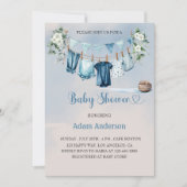 Het is een Boy Baby shower met Blue Laundry Theme Kaart (Voorkant)