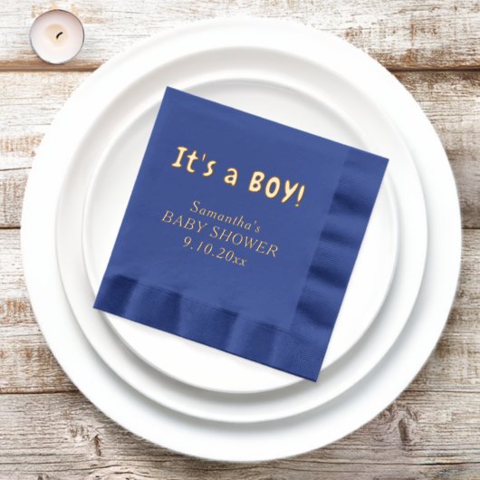 Het is een Boy Baby shower Naam Folie Servetten (Insitu)