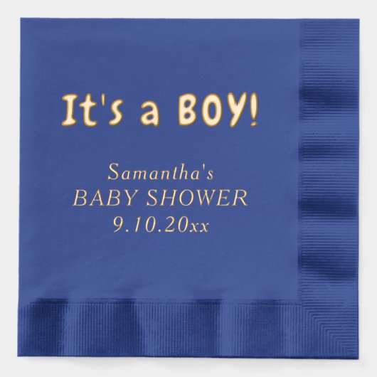 Het is een Boy Baby shower Naam Folie Servetten (Voorkant)