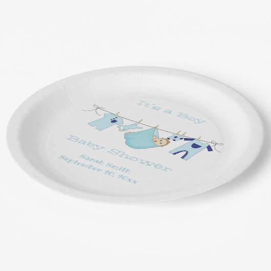 Het is een Boy Baby shower Party Paper Bord (Gekanteld)