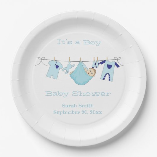 Het is een Boy Baby shower Party Paper Bord (Voorkant)