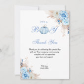 Het is een Boy Baby shower pompoen Bedankkaart (Voorkant)