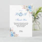 Het is een Boy Baby shower pompoen Bedankkaart (Staand voorkant)