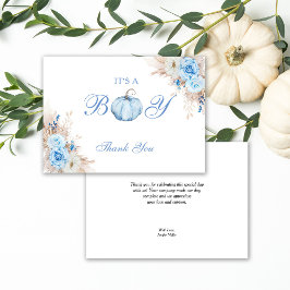 Het is een Boy Baby shower pompoen Bedankkaart